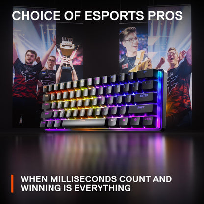 SteelSeries Apex Pro Mini Mechanische Gaming-Tastatur – Die schnellste Tastatur der Welt – Einstellbarer Anschlag – Kompaktes 60%-Format – RGB-Beleuchtung – PBT-Tastenkappen – USB-C (Generalüberholt)