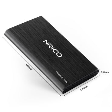 NRICO Ultra Slim 500GB Tragbare externe Festplatte USB3.0 HDD-Speicher kompatibel mit PC, Desktop, Laptop, Mac, PS4, Xbox One (Schwarz, 500 GB)