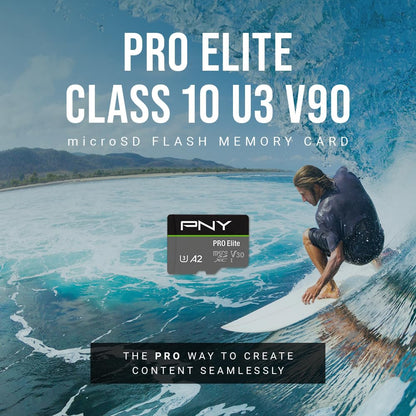 PNY 256GB PRO Elite™ Class 10 U3 V30 A2 microSDXC Flash Memory Card 2-Pack - Read Up to 100MB/s, Write Up to 90MB/s, 4K UHD, Full HD, UHS-I, Professional Performance, Smartphones, Action Cameras
