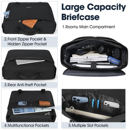 RAINSMORE Messenger Bag for Men Messenger Bag 15.6 Inch Water Resistant Laptop Bag Casual Satchel Bags for Men Large College Computer Bag Office Work Briefcase Fashion Crossbody Shoulder Handbag Black