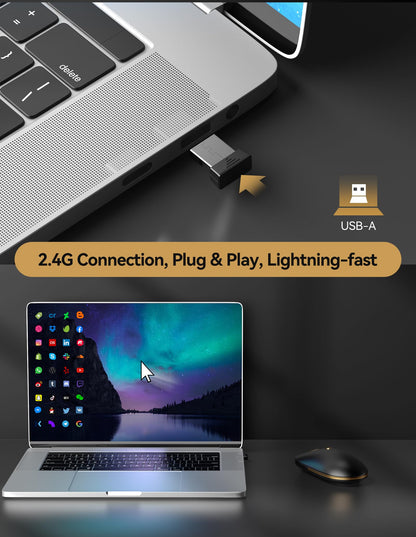 TECKNET Computer Mouse, 2.4Ghz Silent USB-A Wireless Mouse, 4800 DPI Ambidextrous Quiet Click for Travel, Slim Portable Wireless Mice Compatible with PC Laptop MacBook