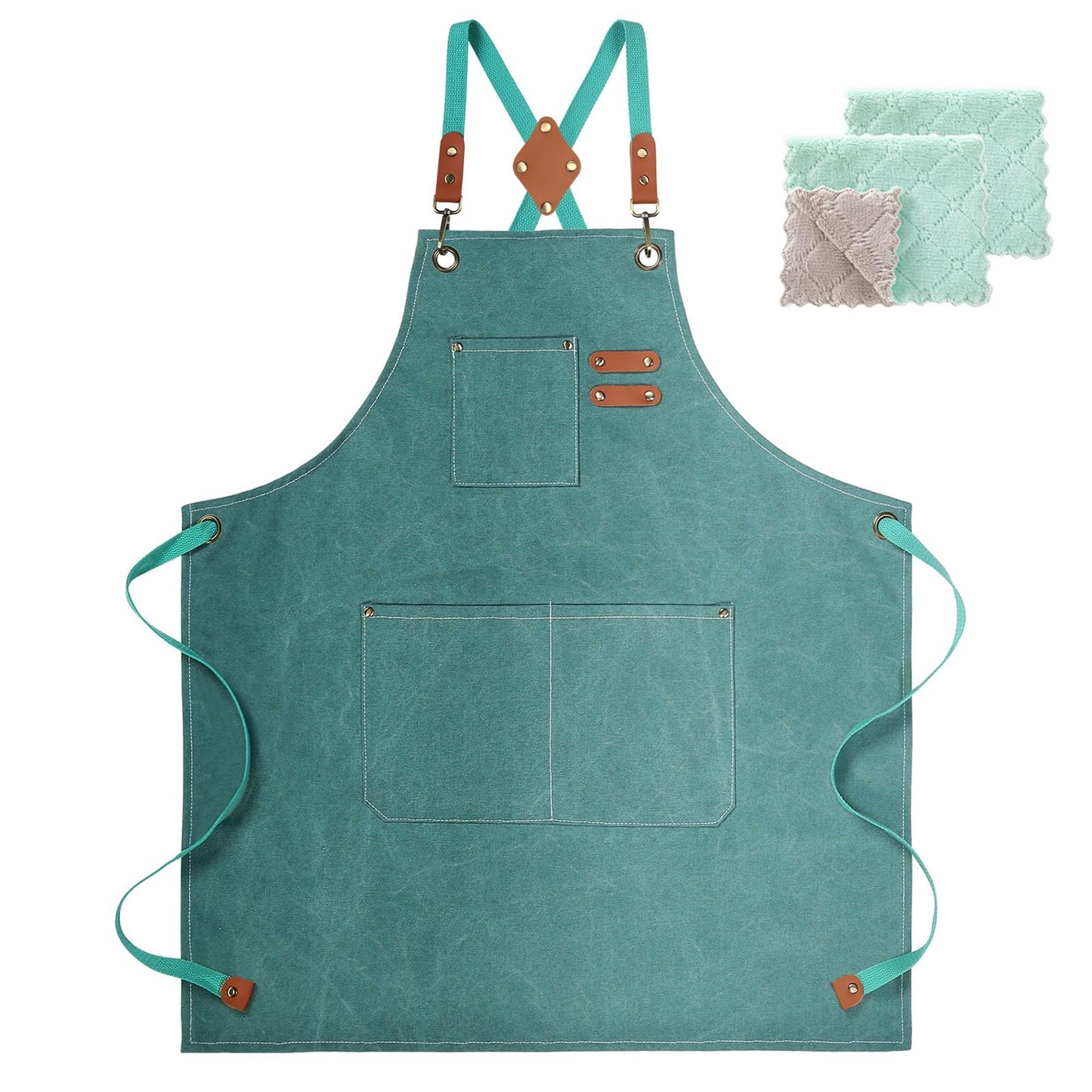ZOMAO Kochschürze, Baumwoll-Canvas-Schürze mit gekreuztem Rückenteil und Taschen für Damen und Herren, verstellbare Träger und große Taschen, Küchenschürze zum Kochen und Backen 