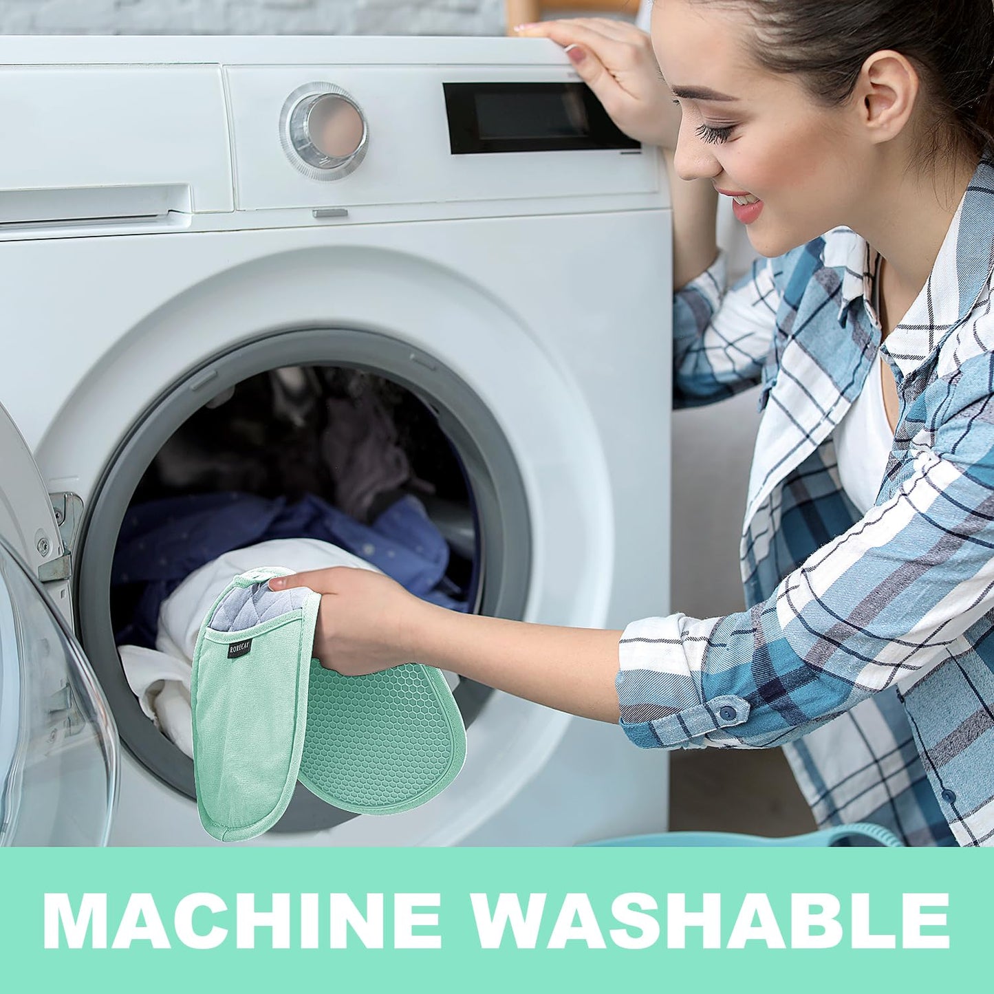 2er-Pack Silikon-Topflappen für die Küche, hitzebeständig bis 260 °C, rutschfeste, große Topflappen mit Tasche, gesteppte Untersetzer für heiße Töpfe und Pfannen auf der Arbeitsplatte (Grau) 