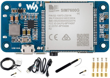 SIM7600G-H 4G HAT-Modul für Raspberry Pi und PC, unterstützt LTE Cat-4 4G/3G/2G-Kommunikation und GNSS-Positionierung, globales Frequenzband, bis zu 50 Mbit/s Uplink, 150 Mbit/s Downlink