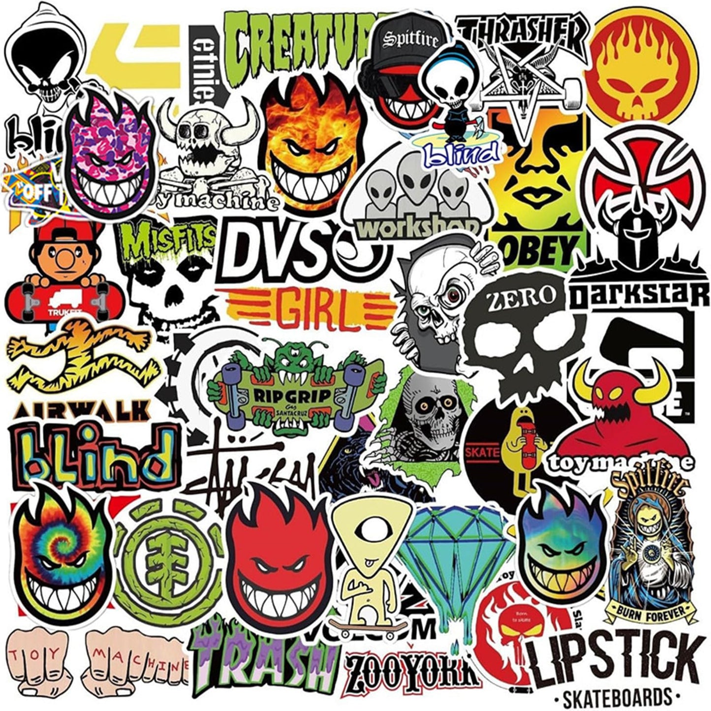 Skateboard Stickers 100Pcs/Pack Cool Waterproof Stickers for Laptop Water Bottle Suitcase Phone, Skateboarding Stickers Decal for Teens Boys Adults