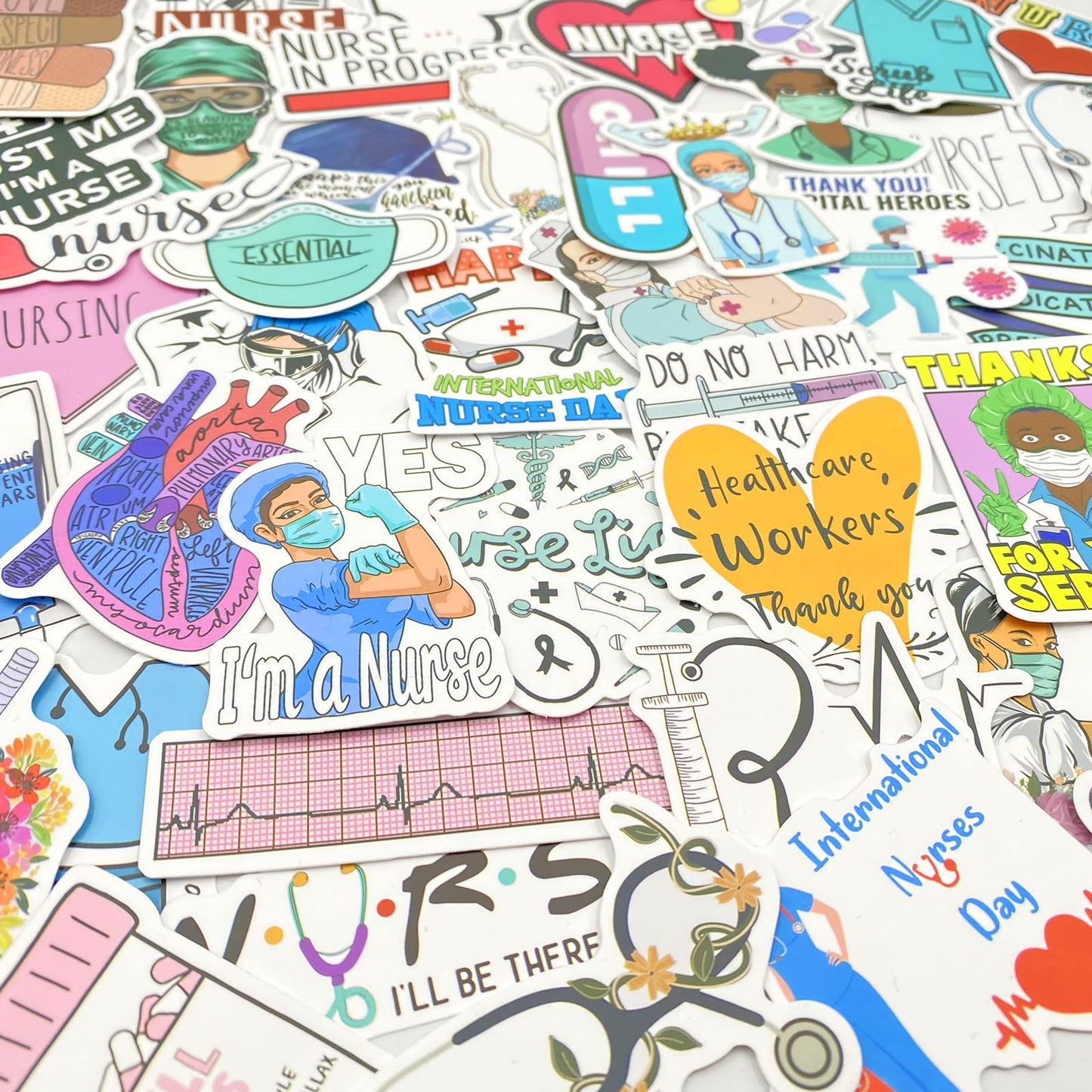 Aowplc 50 Pcs Nurse Stickers, Vinyl Nursing Stickers Decals for Laptops and Water Bottles, Nurse Accessories for Work