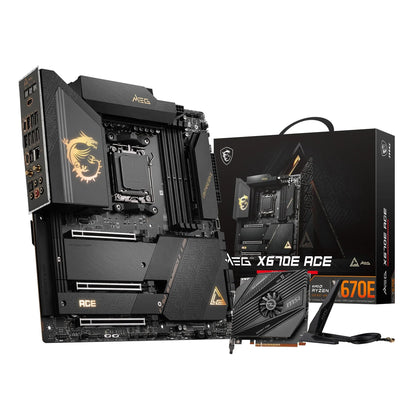 MSI MEG X670E ACE Gaming Motherboard (AMD Ryzen 9000/8000/7000 Series Processors, AM5, DDR5, PCIe 5.0, SATA 6Gb/s, M.2, USB 3.2 Gen 2, Wi-Fi 6E, Bluetooth 5.3, HDMI/DP, EATX)