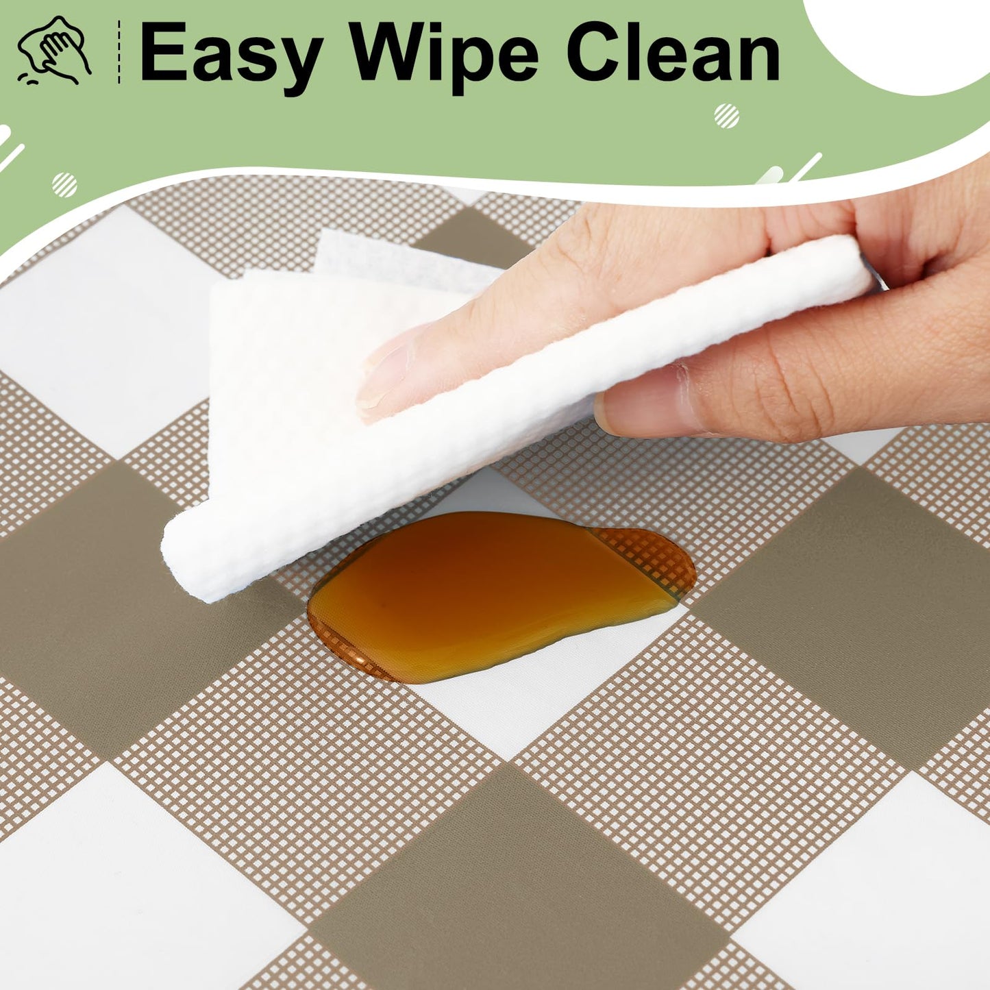 Misaya 3er-Pack Buffalo Einweg-Tischdecken, 137 x 274 cm (54 x 108 Zoll), wasserdichte Kunststofftischdecken, rechteckige, weiß-khaki karierte Tischdecken für Picknick, Geburtstag und Party