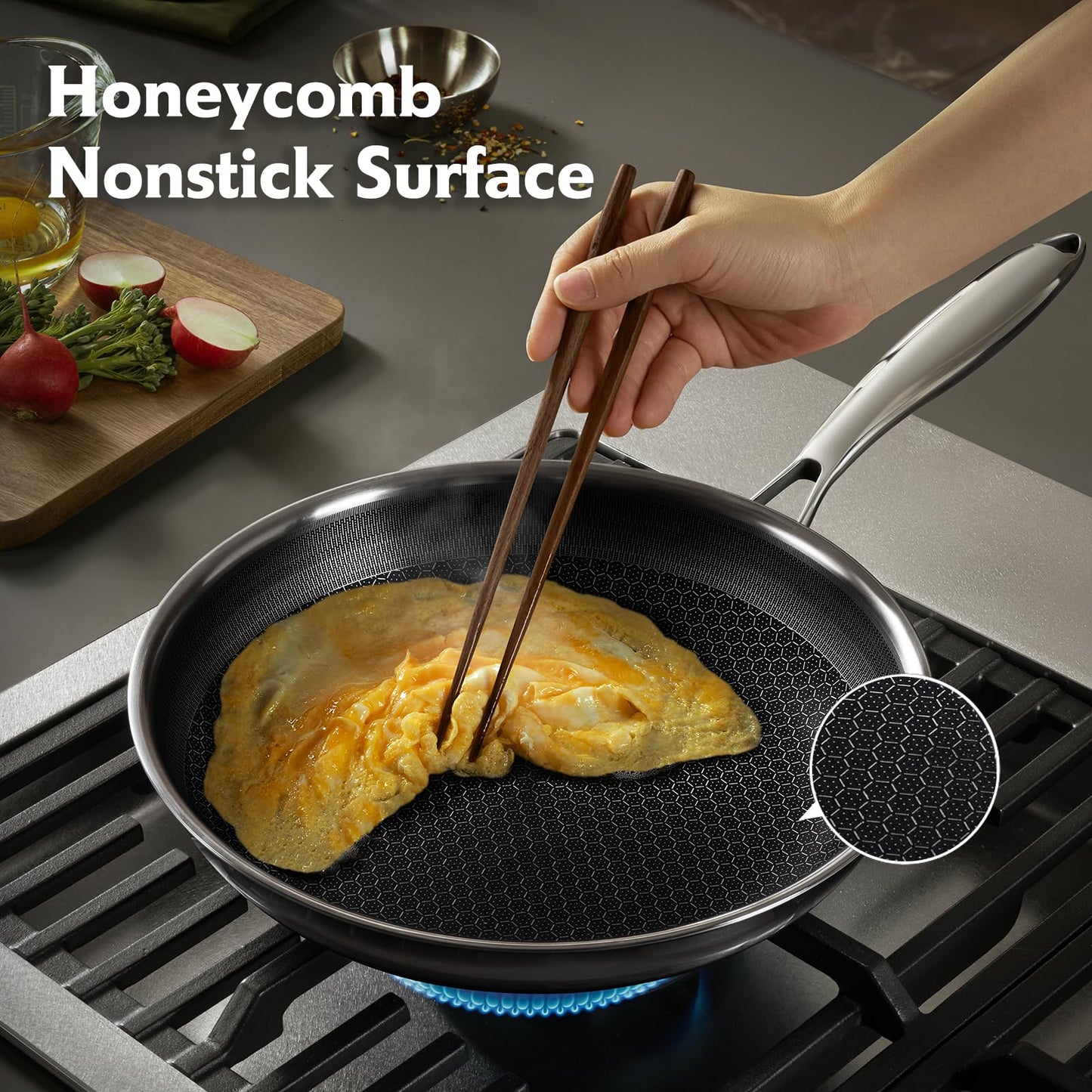 TalingMA Non Stick Pots and Pan Set, 10 Pcs Hybrid Stainless Steel Cookware Set with Lids, Kitchen Skillet, Stock Pot, Nonstick Frying Pan, PFOA-free Kitchen Cooking Utensils,Induction,Dishwasher Safe