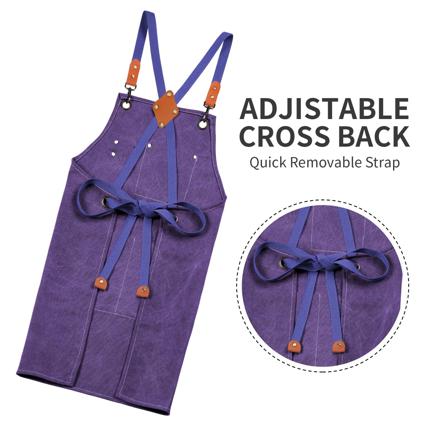 ZOMAO Kochschürze, Baumwoll-Canvas-Schürze mit gekreuztem Rückenteil und Taschen für Damen und Herren, verstellbare Träger und große Taschen, Küchenschürze zum Kochen und Backen 