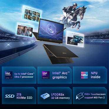 MSI Summit 13 AI+ Evo (2024) 13.3" FHD+ Professional Laptop: Intel Core Ultra 7-258V, ARC Graphics, 32GB LPDDR5X, 2TB NVMe SSD, Thunderbolt 4, Win 11 Pro: Ink Black A2VMTG-017US