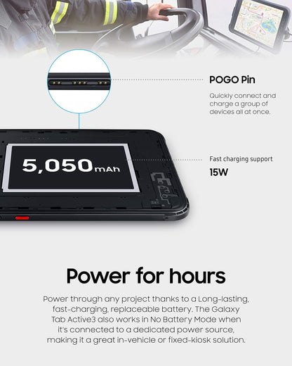 Samsung Galaxy Tab Active3 Water-Resistant 8” Rugged Tablet |64GB & WiFi - LTE (Unlocked) | Biometric Security (SM-T577UZKDXAA) Black (Renewed)