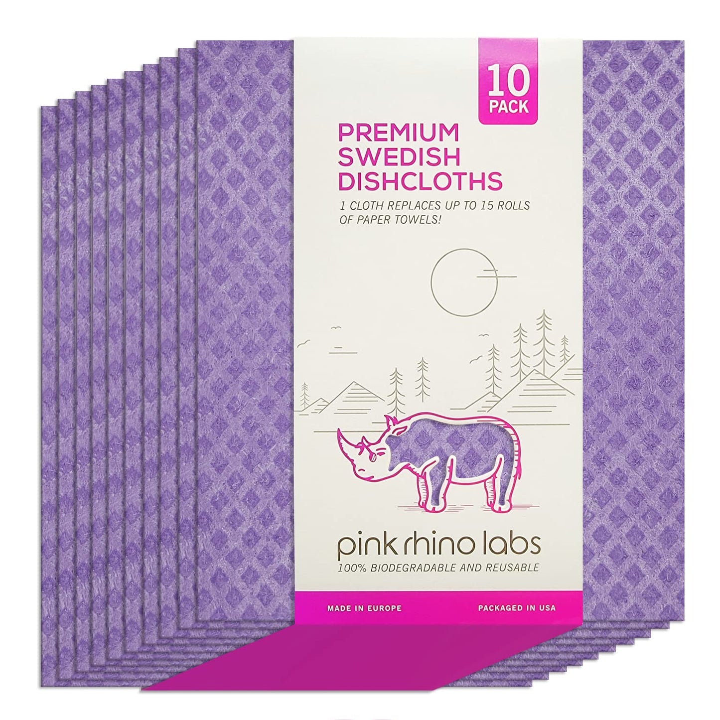 Swedish Dishcloths – Eco-Friendly Reusable Kitchen Towels – 10 Pack Cleaning Cloths for Dishes, Counters & Surfaces – Super Absorbent, Compostable, Zero-Waste Alternative