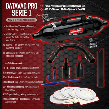 METROVAC Electric DataVac Pro Series | Model MDV-1BA | Computer Vacuum | Blower |Cleaner | Duster | Made in The USA