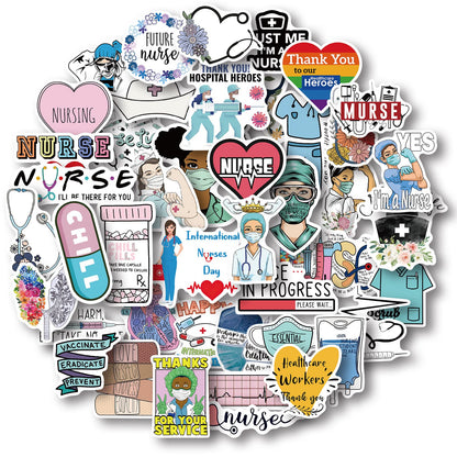 Aowplc 50 Pcs Nurse Stickers, Vinyl Nursing Stickers Decals for Laptops and Water Bottles, Nurse Accessories for Work