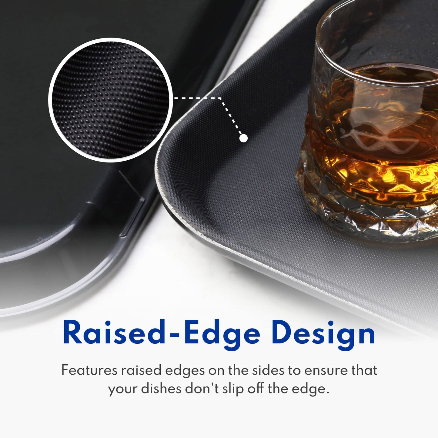 New Star Foodservice 24852 Restaurant Grade Non-Slip Tray, Plastic, Rubber Lined, Rectangular, 10-Inch x 14-Inch, Black