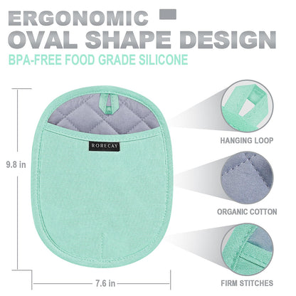 2er-Pack Silikon-Topflappen für die Küche, hitzebeständig bis 260 °C, rutschfeste, große Topflappen mit Tasche, gesteppte Untersetzer für heiße Töpfe und Pfannen auf der Arbeitsplatte (Grau) 
