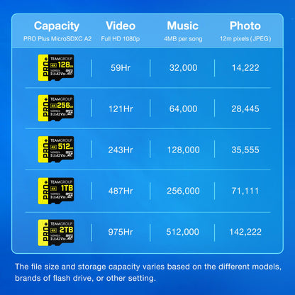 TEAMGROUP A2 Pro Plus Karte 1 TB Micro SDXC UHS-I U3 A2 V30, Lese-/Schreibgeschwindigkeit bis zu 160/110 MB/s für Nintendo Switch, Steam Deck, Spielekonsolen, Tablets, Smartphones, 4K-Aufnahmen, mit Adapter TPPMSDX1TIA2V3003
