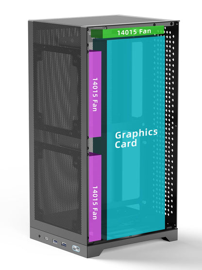 ShinySnake L400 Mini-ITX PC Case - 12.1L SFF High Airflow Gaming Chassis, Vertical GPU Mount 350mm, ATX Power Supply Support, Max. Triple 140mm Fans, PCIe 4.0 Riser & DP 1.4 Cable Included, Black