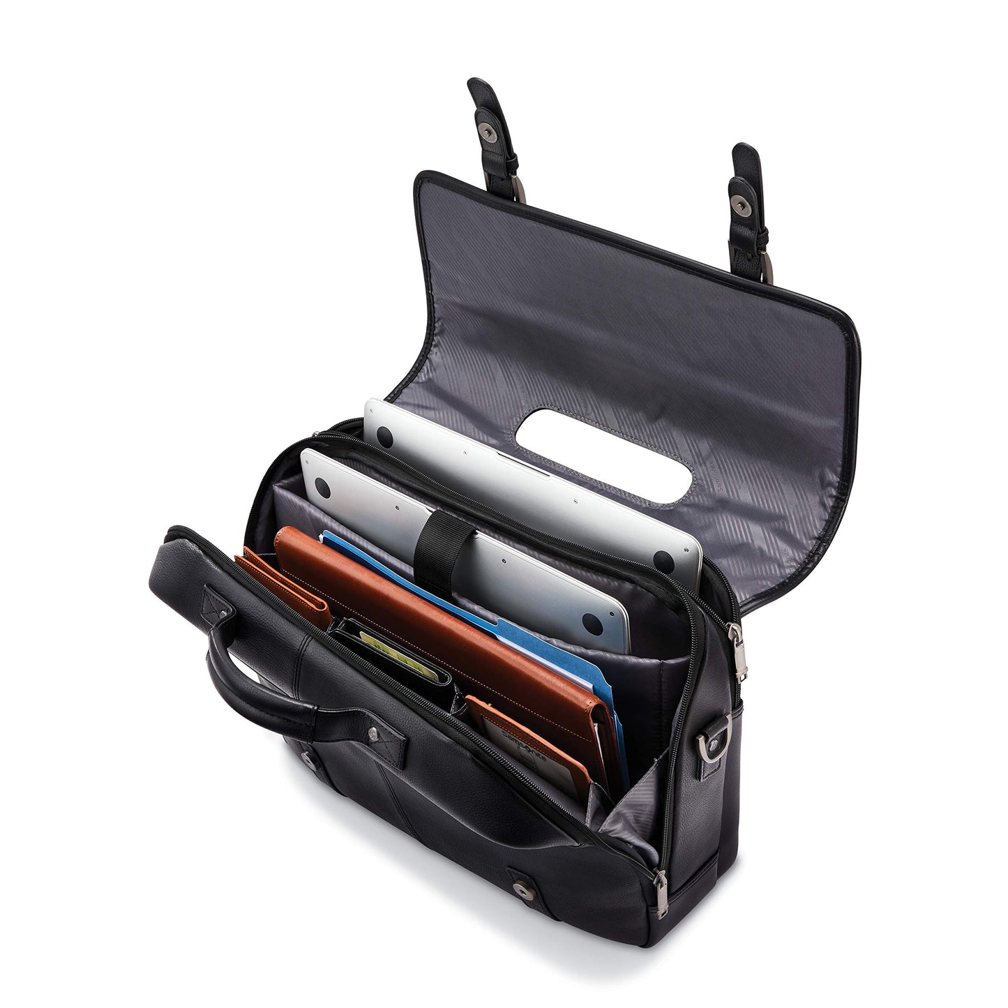 Samsonite Classic Leather Flapover, Black, One Size