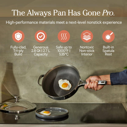 Our Place Titanium Pro Cookware Duo - Always Pan & Perfect Pot with Nonstick No-Coating Technology | Tri-Ply Titanium & Stainless Steel | Safe for Oven, Induction & All Cooktops up to 1000°F | Chrome