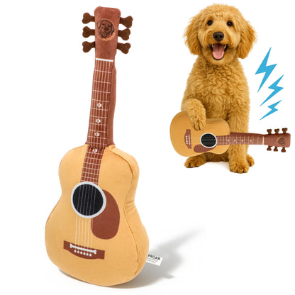 PUPROAR Acoustic Guitar Dog Toy - Christmas & Birthday Dog Gift, Interactive Squeaker & Crinkle, Plush & Cute, Fun Puppy Stocking Stuffer