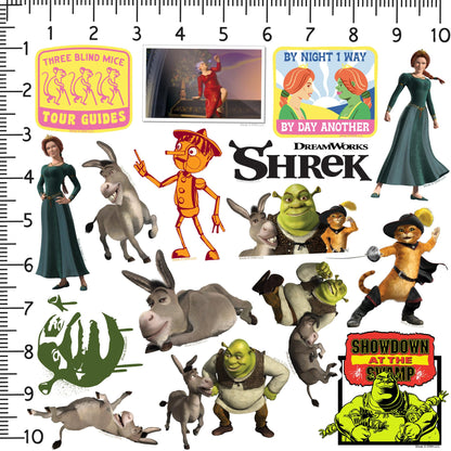 Shrek 2 50ct Vinyl Large Deluxe Stickers Variety Pack - Laptop, Water Bottle, Scrapbooking, Tablet, Skateboard, Indoor/Outdoor