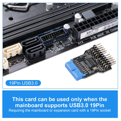 MZHOU USB 3.0 9-PIN auf USB 2.0 9-PIN Frontpanel-Buchsen-Adapterkarte, USB 3.0 Motherboard 19-PIN auf Dual 9-PIN Schnittstellen-Erweiterungskarte