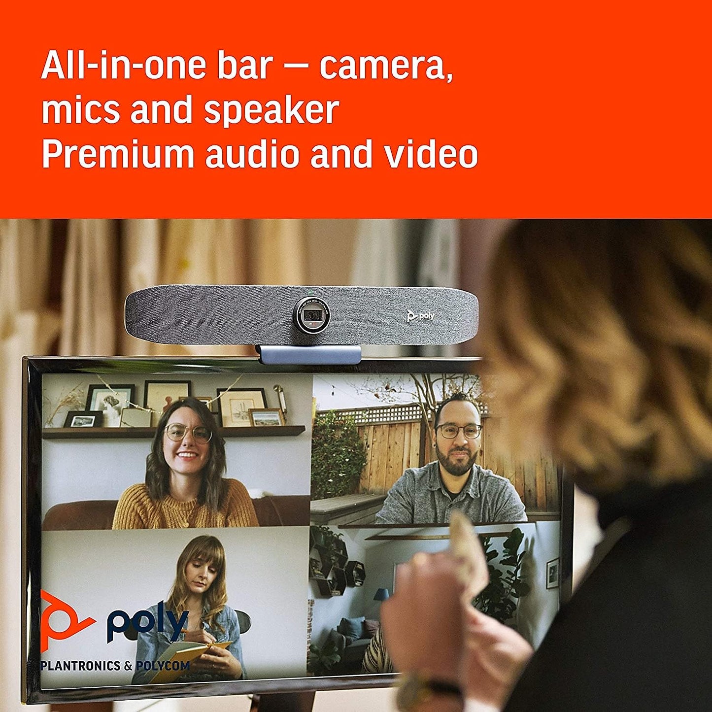 Poly Studio P5 Professional Webcam (Plantronics) - 1080p HD Laptop Camera for Video Conference & Distance Learning - Monitor & Tripod Mount - Privacy Shutter-Works w/Teams (Certified), Zoom(Certified)