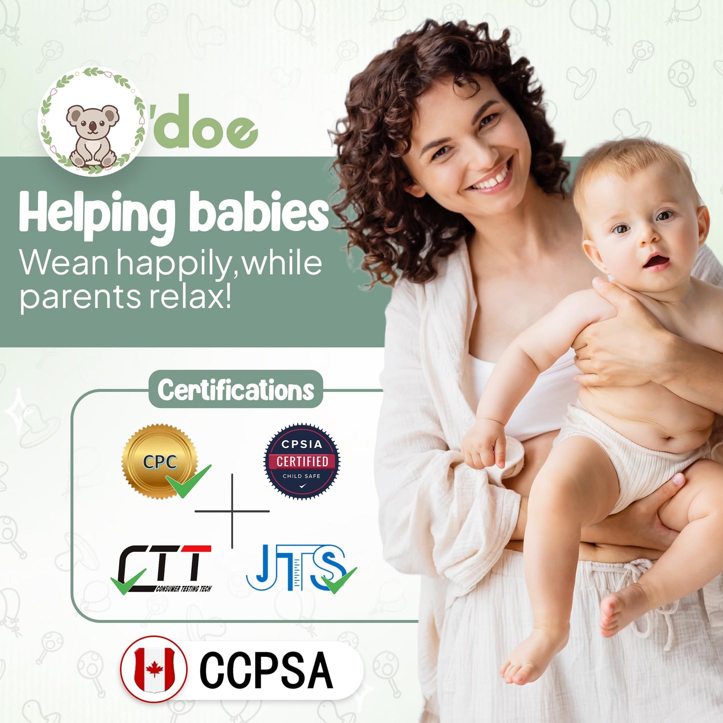 O'doe 17-Piece BPA-Free Silicone Baby Feeding Set | Thick & Soft Suction Plates, Baby Bowls, Wooden Fork & Spoon, and More | Make Mealtime Fun and Easy for Your Little One (Green, V2)