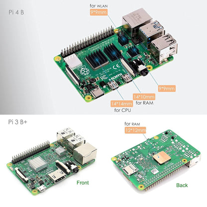 100 Pcs Heatsinks (Multi-Size&Multi-Color), Heatsink Kit with 3M 8810 Conductive Adhesive Tape Aluminum Heat Sink Copper Heat Sinks Cooler for Raspberry Pi 5/4/3/Zero VRM SSD 3D Printer
