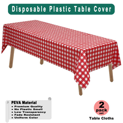 PARTY ULYJA Orangefarbene Plastiktischdecken, 2er-Pack, Einweg-Tischdecken, 54 x 108 Zoll, PEVA, Herbstfarben, für Grillpartys, Picknicks, Geburtstage, Hochzeiten, rechteckige Tische (8 Fuß). 