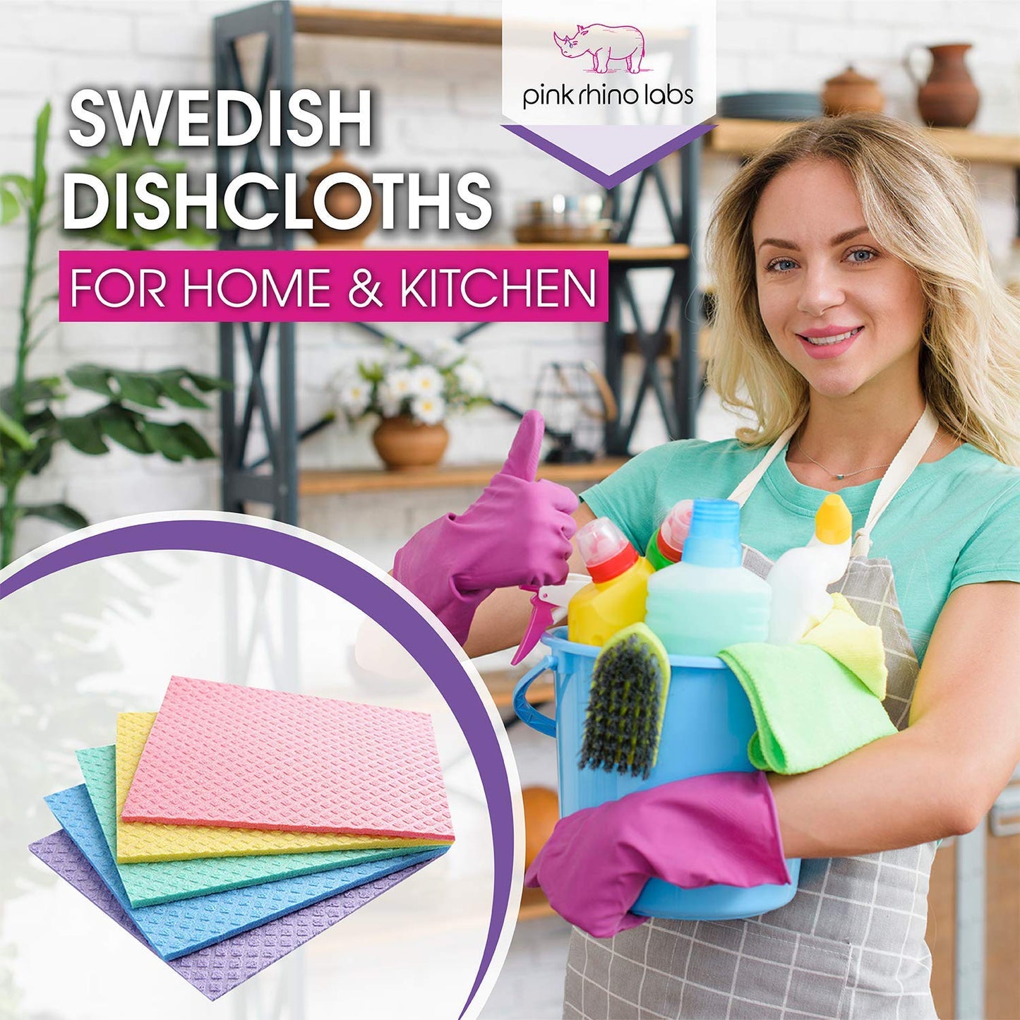 Swedish Dishcloths – Eco-Friendly Reusable Kitchen Towels – 10 Pack Cleaning Cloths for Dishes, Counters & Surfaces – Super Absorbent, Compostable, Zero-Waste Alternative