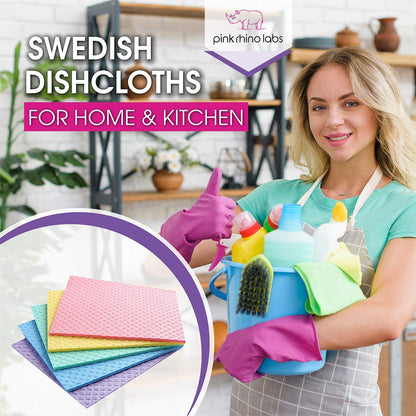 Swedish Dishcloths – Eco-Friendly Reusable Kitchen Towels – 10 Pack Cleaning Cloths for Dishes, Counters & Surfaces – Super Absorbent, Compostable, Zero-Waste Alternative