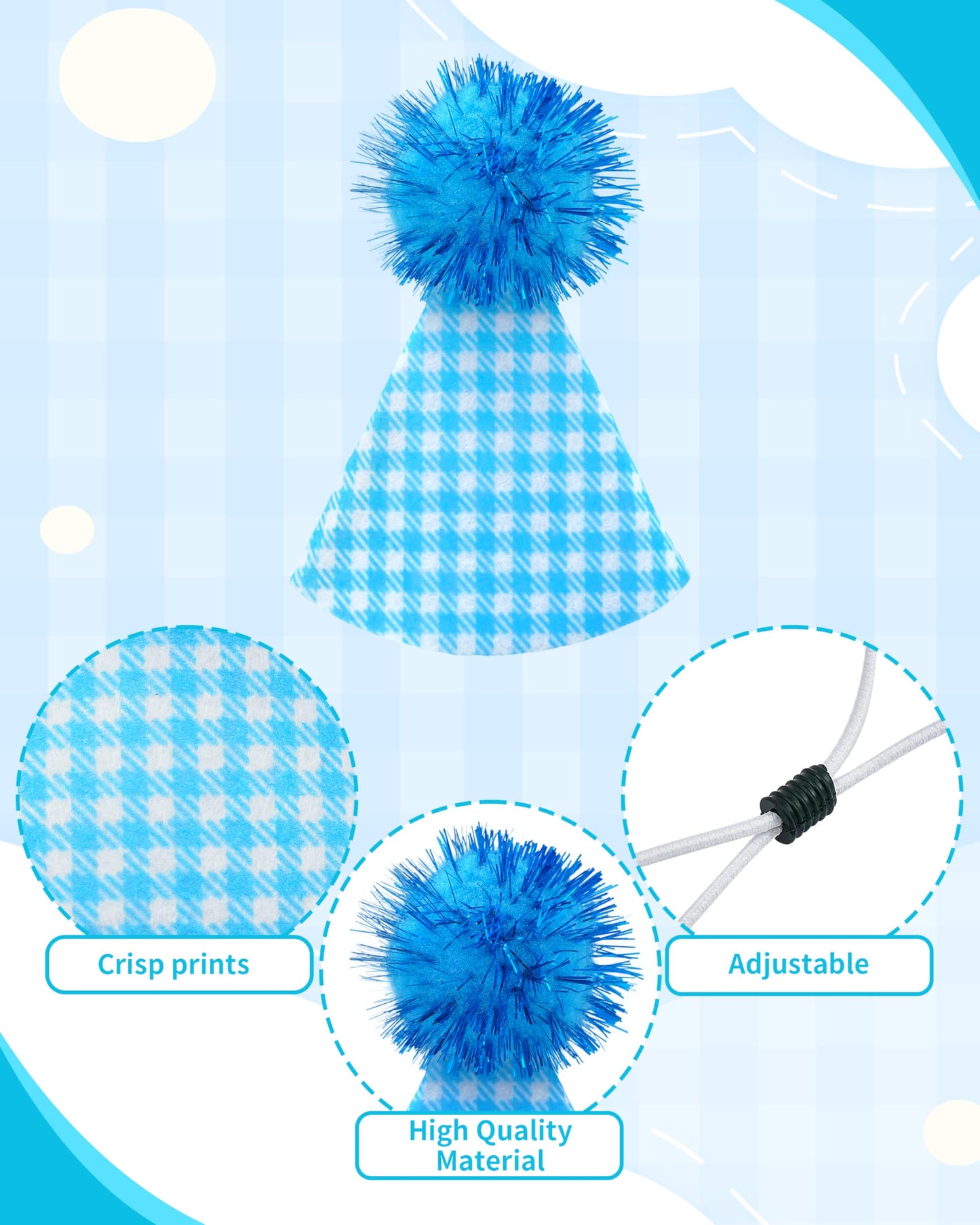 PET SHOW 10 Pack Mini Party Hats for Small Dog Birthday Stuffed Animals Dolls Puppy Cats Adjustable Headband Colorful Holiday Felt Hats Kitten Pet Grooming Costume Accessories