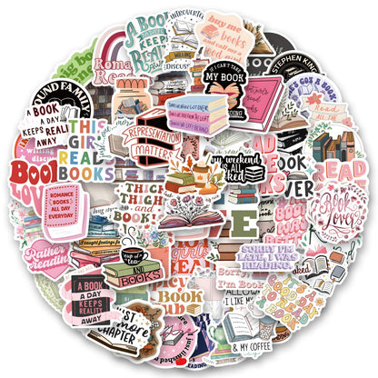 XINGXIANGUS 102PCS Bookish Stickers Pack,Book Stickers for Kindle,Laptop Computer Phone Water Bottle Waterproof Stickers Book Lover Gift