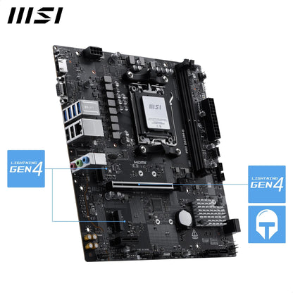 MSI PRO B840M-B Mainboard, mATX – Unterstützt AMD Ryzen 9000/8000/7000 Prozessoren, AM5 – DDR5-Speicher-Boost (übertaktbar auf über 8000 MT/s), PCIe 4.0 x16, M.2 Gen4, 2,5G LAN