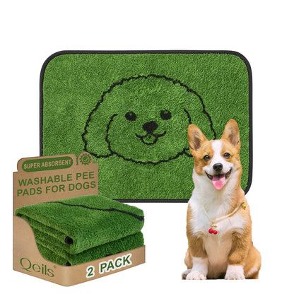 Qeils Reusable Puppy Pads, Washable Pee Pads for Dogs 2 Pack Durable Absorbent Leakproof Dog Training Pads for Home or Travel, Non-Slip Wee Wee Pads Potty Pads 18"x24"