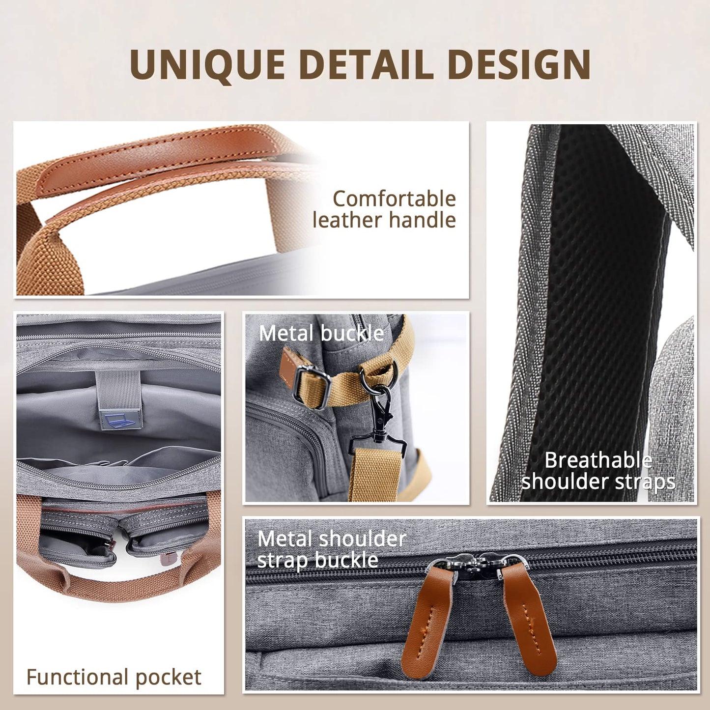 MOLNIA 3 in 1 Laptop Bag for Men, 17.3 Inch Work Bags for Men, Laptop Backpack, Briefcases, Messenger Bag, Computer Bags for Laptops for Men Women, Black