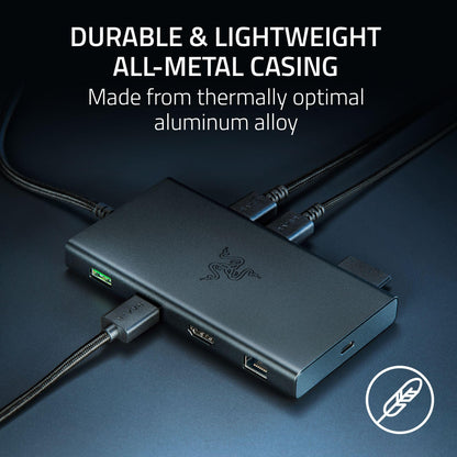 Razer USB C Dock 11-Port Travel Charging Station for Windows Mac Laptop iPad Surface Chromebook Galaxy Tab: Type C, HDMI, Ethernet, MicroSD - 4K 60 Hz Display - 85 W Tablets + Mobile Fast Charge