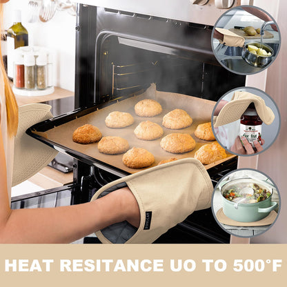 2er-Pack Silikon-Topflappen für die Küche, hitzebeständig bis 260 °C, rutschfeste, große Topflappen mit Tasche, gesteppte Untersetzer für heiße Töpfe und Pfannen auf der Arbeitsplatte (Grau) 