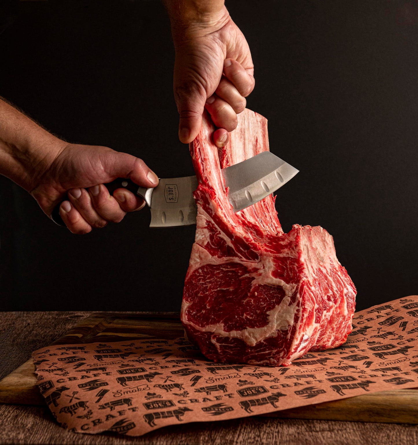 Oklahoma Joe's Blacksmith Cleaver & Chef Knife with Holster,Silver/Black