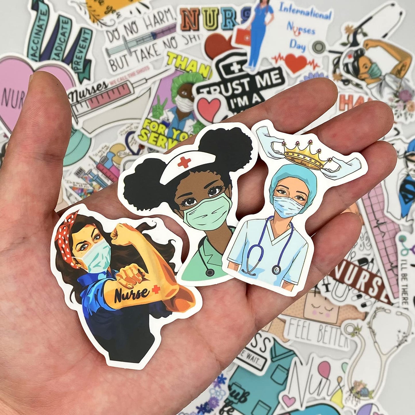 Aowplc 50 Pcs Nurse Stickers, Vinyl Nursing Stickers Decals for Laptops and Water Bottles, Nurse Accessories for Work