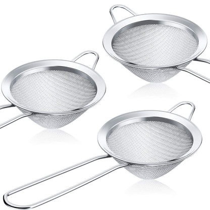 Patelai 3 Pieces Tea Strainers Cocktail Strainer Stainless Steel Fine Mesh Strainer Colander Conical Food Loose Tea Filter Practical Bar Colander Tool