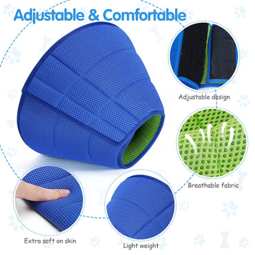 Soft Dog Cone Collar Alternative - Adjustable Comfy Cones for Large/Medium/Small Dogs to Stop Licking After Surgery, Comfortable Fabric Elizabethan Collars, Head Cone of Shame for Neuter Recovery - L