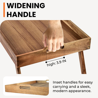 Taxenxar Extra Large Folding Bed Tray Table, 22’’ x 14’’ Acacia Wood Breakfast Tray, Food Serving Tray with Legs for Eating in Bed