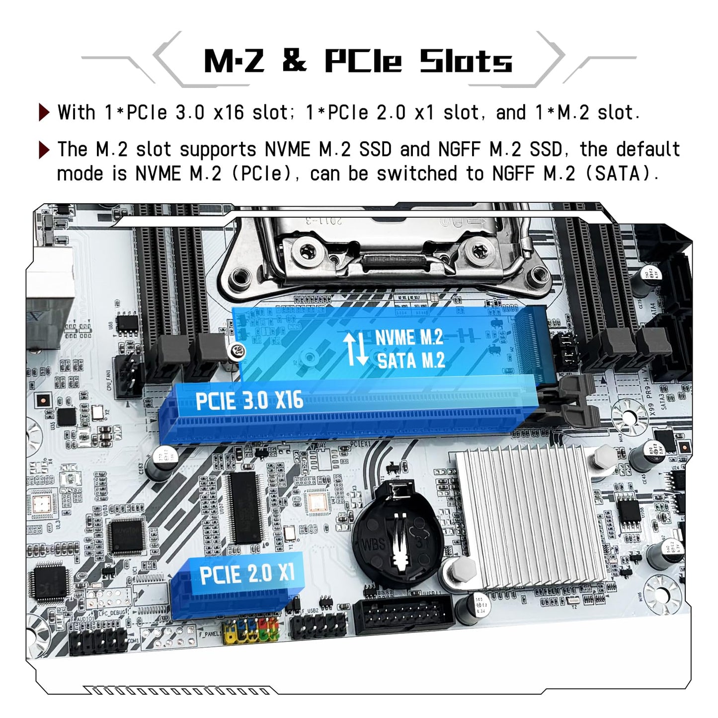 SHANGZHAOYUAN X99 LGA 2011-3 Motherboard for Intel Xeon E5 V3/V4 and Core i7 Series Processors (Micro ATX, DDR4 Max 128GB, PCIe 3.0, M.2 Protocol, Gigabit LAN) PC Server Mainboard, X99 PR9-H White