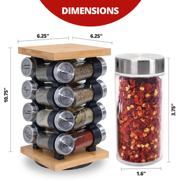 Orii 16-Jar Rotating Spice Rack with Spices Included - Pre-Filled Spice Racks with 5-Year Refill Program - Flavorful Spices