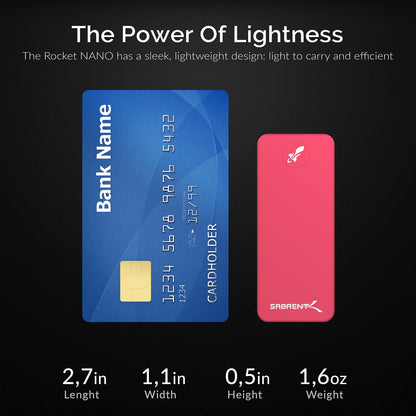 SABRENT 1TB Rocket Nano External Aluminum SSD Up to 1000MB/s (Pink) (SB-1TB-NANO-PNK)