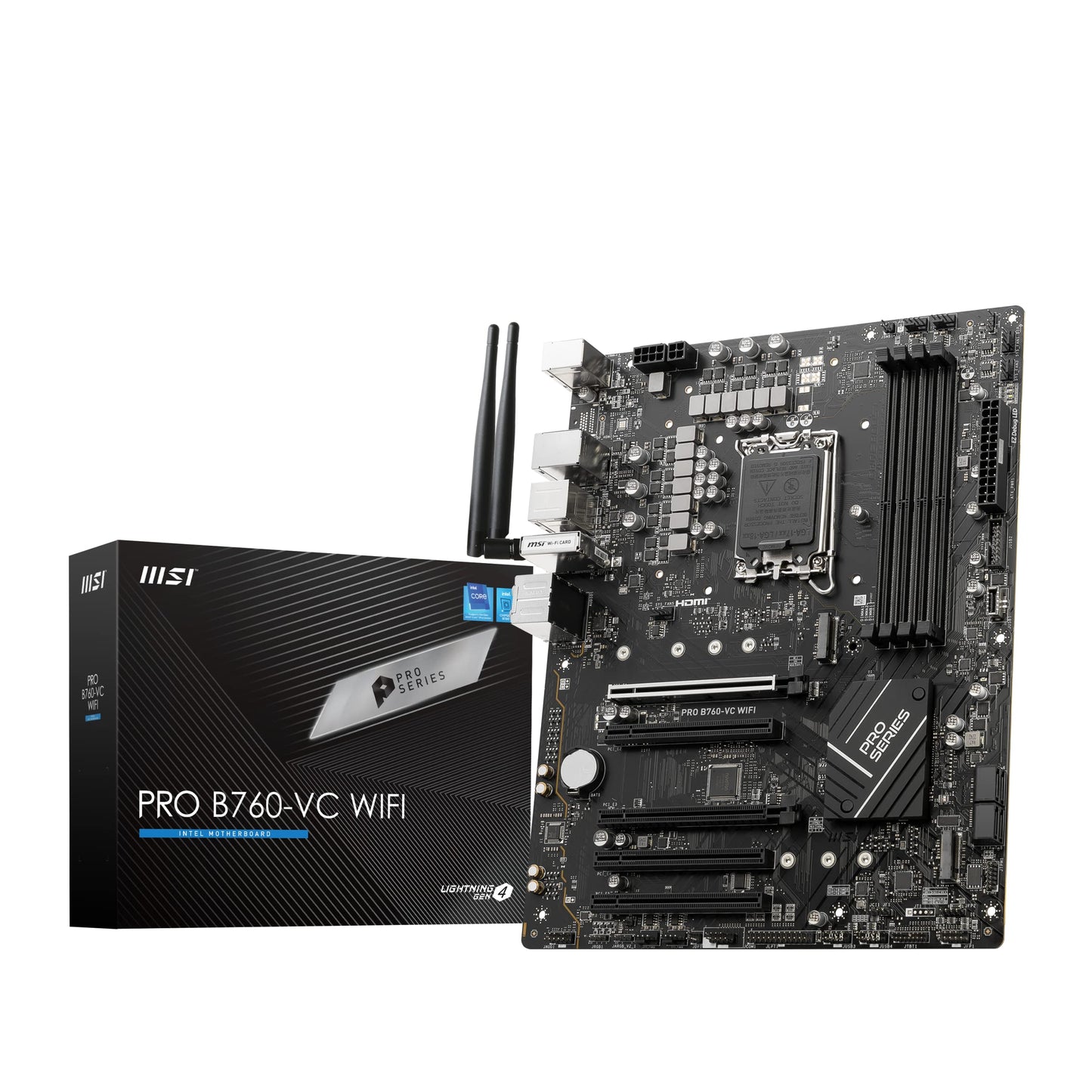 MSI PRO B760-VC WiFi ProSeries Motherboard (Supports 12th/13th Gen Intel Processors, LGA 1700, DDR5, PCIe 4.0, M.2, 2.5Gbps LAN, USB 3.2 Gen2, Wi-Fi 5, ATX) (Renewed)